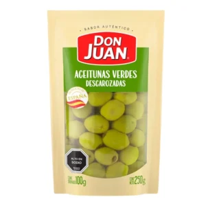 ACEITUNAS DON JUAN VERDES DESCAROZADAS BOLSA 250G